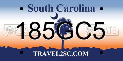 185GC5 South Carolina License Plate