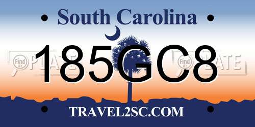 185GC8 South Carolina License Plate