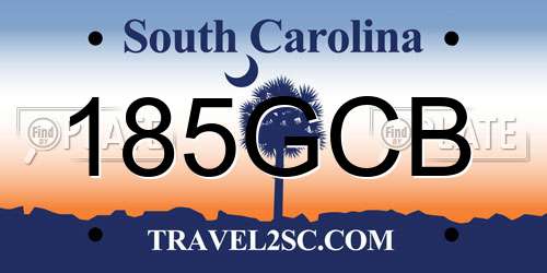 185GCB South Carolina License Plate