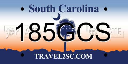 185GCS South Carolina License Plate