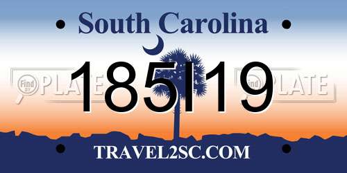 185I19 South Carolina License Plate