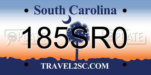 185SR0 South Carolina License Plate