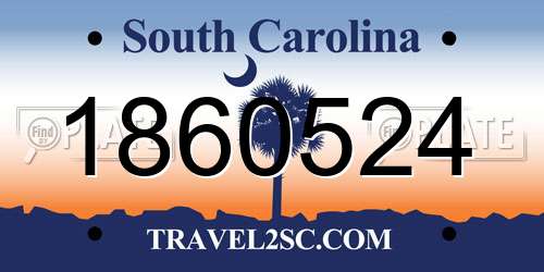 1860524 South Carolina License Plate