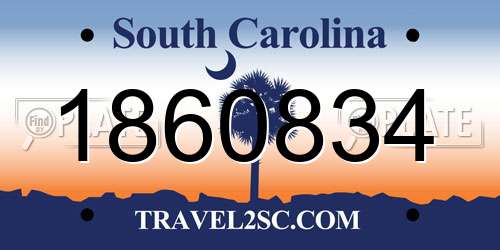 1860834 South Carolina License Plate