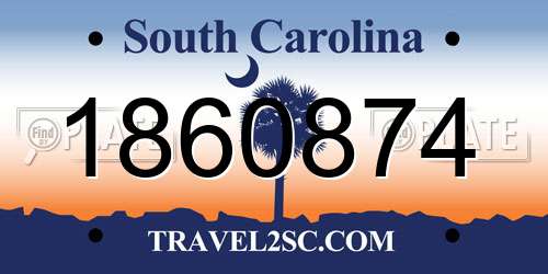 1860874 South Carolina License Plate