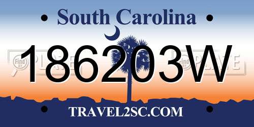 186203W South Carolina License Plate