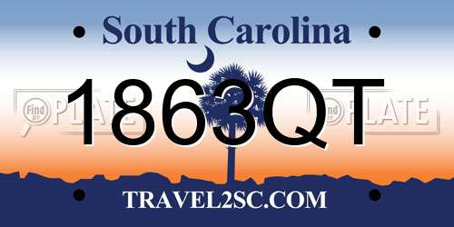 1863QT South Carolina License Plate