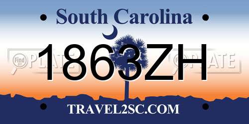 1863ZH South Carolina License Plate