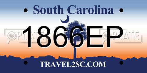 1866EP South Carolina License Plate