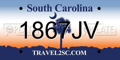 1867JV South Carolina License Plate