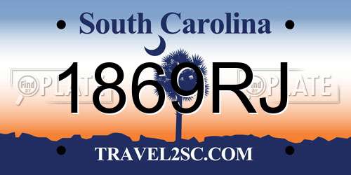 1869RJ South Carolina License Plate