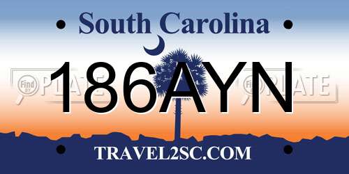 186AYN South Carolina License Plate