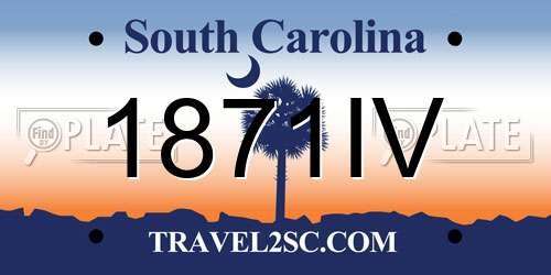 1871IV South Carolina License Plate
