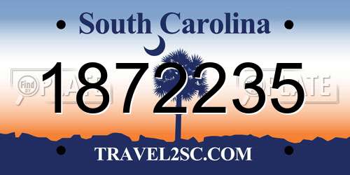 1872235 South Carolina License Plate