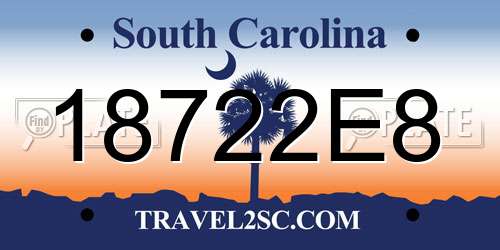 18722E8 South Carolina License Plate