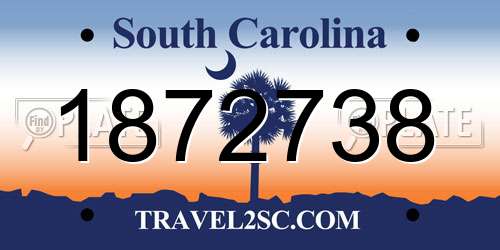 1872738 South Carolina License Plate