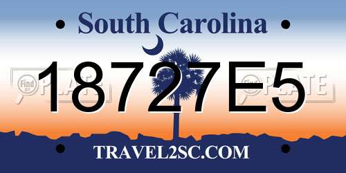 18727E5 South Carolina License Plate