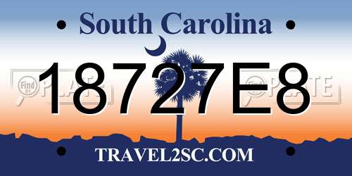 18727E8 South Carolina License Plate