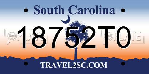 18752T0 South Carolina License Plate