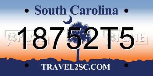18752T5 South Carolina License Plate