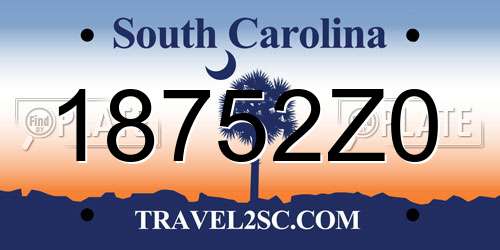 18752Z0 South Carolina License Plate