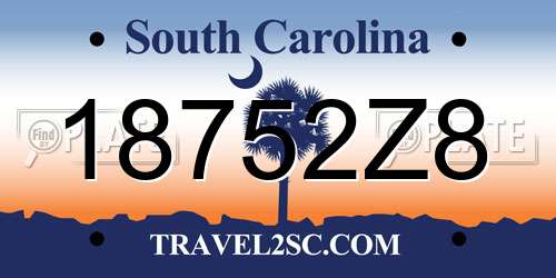 18752Z8 South Carolina License Plate