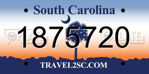 1875720 South Carolina License Plate