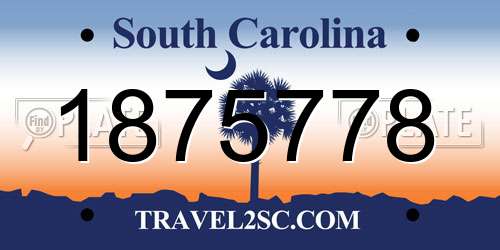 1875778 South Carolina License Plate