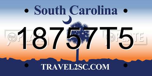 18757T5 South Carolina License Plate