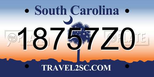 18757Z0 South Carolina License Plate