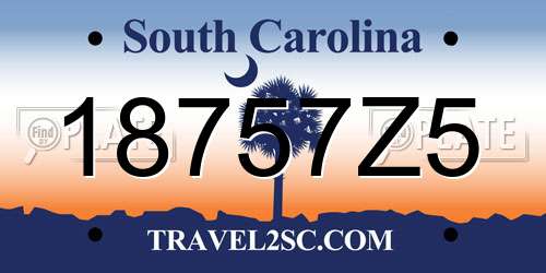 18757Z5 South Carolina License Plate
