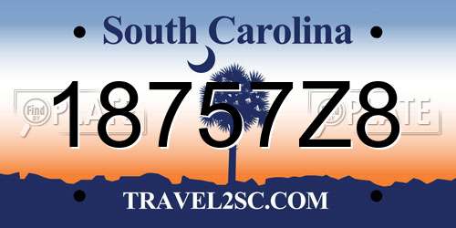 18757Z8 South Carolina License Plate