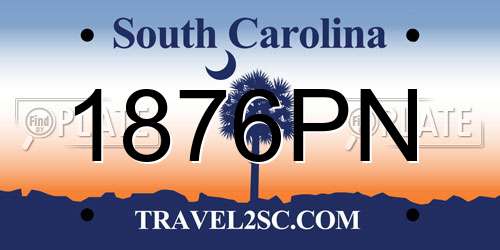 1876PN South Carolina License Plate