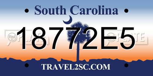 18772E5 South Carolina License Plate