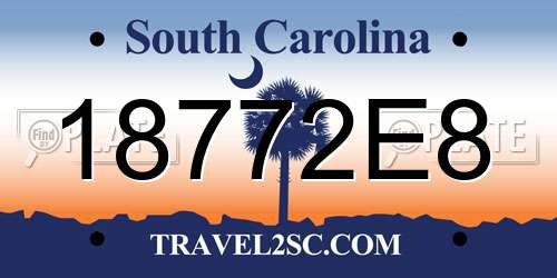 18772E8 South Carolina License Plate