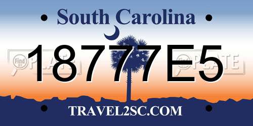 18777E5 South Carolina License Plate