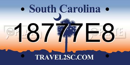18777E8 South Carolina License Plate