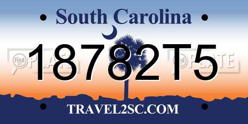 18782T5 South Carolina License Plate