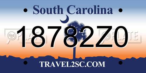 18782Z0 South Carolina License Plate