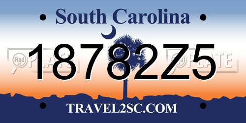 18782Z5 South Carolina License Plate