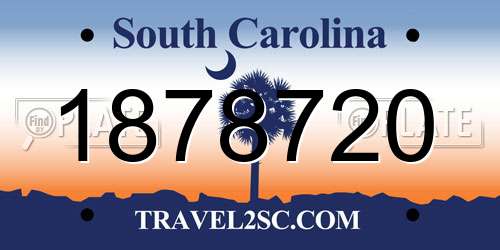 1878720 South Carolina License Plate