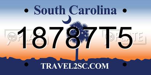 18787T5 South Carolina License Plate