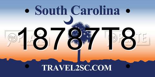 18787T8 South Carolina License Plate