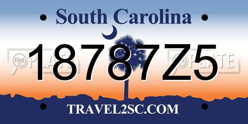 18787Z5 South Carolina License Plate