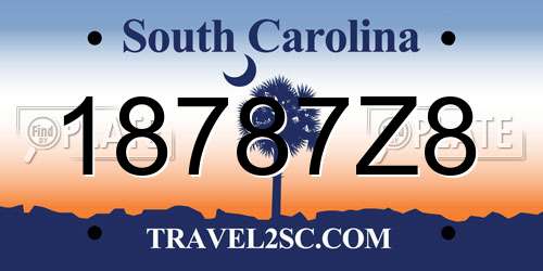 18787Z8 South Carolina License Plate