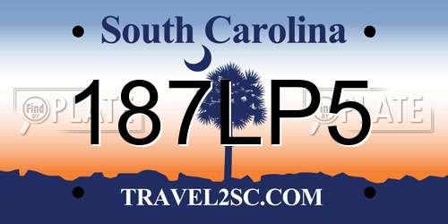 187LP5 South Carolina License Plate