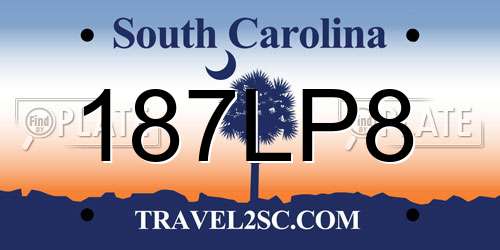 187LP8 South Carolina License Plate