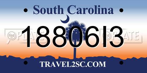 18806I3 South Carolina License Plate