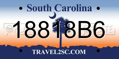 18818B6 South Carolina License Plate