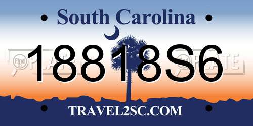 18818S6 South Carolina License Plate